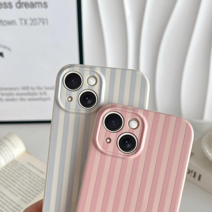 Skyseaco for iPhone 14 Case Cute Aesthetic Striped Phone Case for Women Girl Trendy Soft TPU Slim Shockproof Full Camera Protection Cover, Blue and White