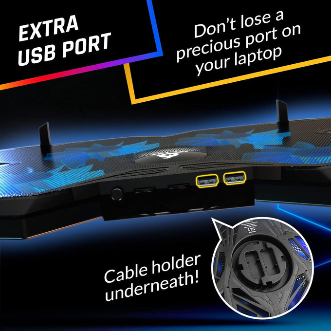 Laptop Cooling Pad with 4 Fans at 1200 RPM - USB Stand for PC and Consoles