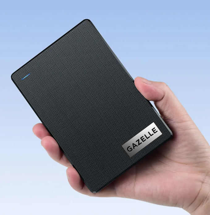 GAZELLE High-Speed 500GB Ultra Slim Portable External Hard Drive - 2-in-1 Type C & USB 3.0, Compatible with PC, Mac, Laptop, PS4, Xbox, iPad, Tablet, Mobile (Black) - 1 Year Warranty