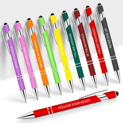 10 PCS Inspirational Pens Bulk with Stylus Tip Gifts Black Ink