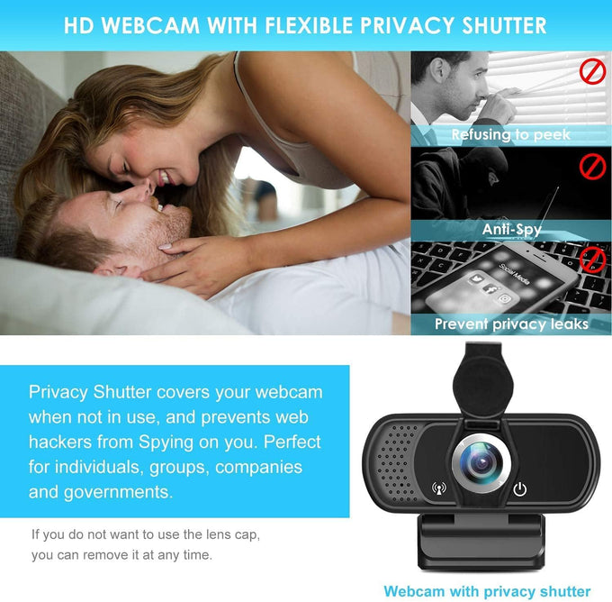 XPCAM HD 1080p Webcam with Microphone,USB Web Camera for Computer PC Laptop