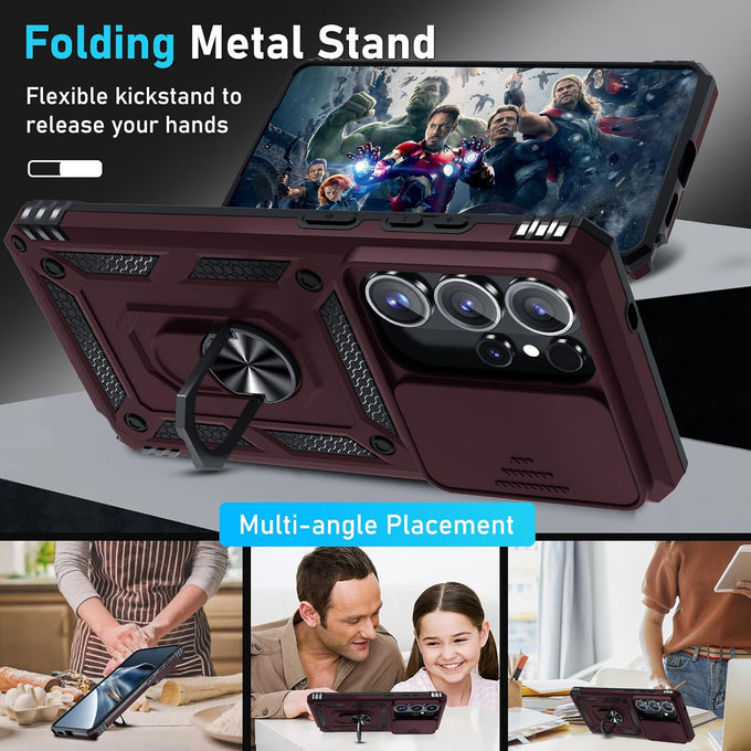 for Samsung Galaxy S26 Ultra Case Built in Slide Camera Cover,Wine Red