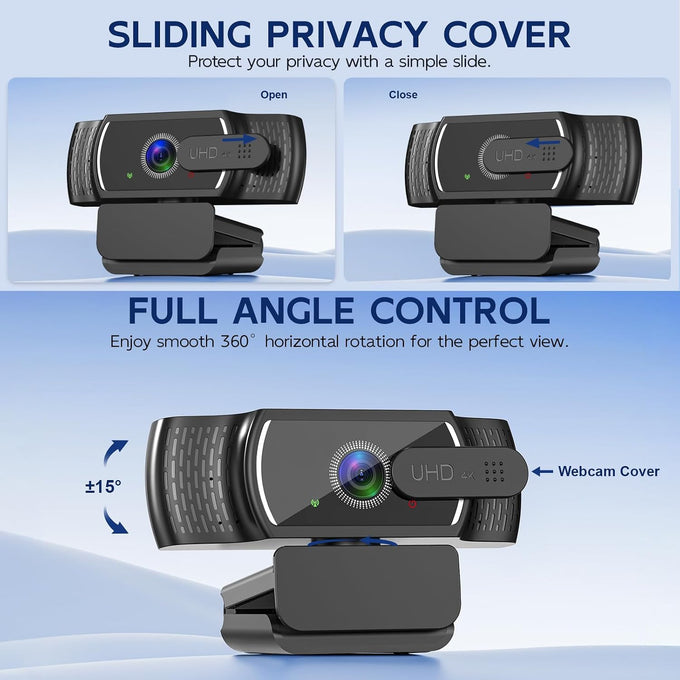 4K Webcam with Microphone for PC & Streaming Computer Camera