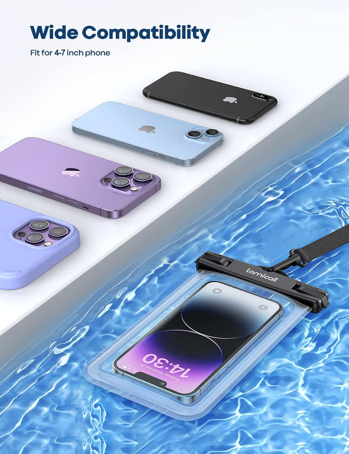 Lamicall Waterproof Phone Pouch, [2 Pack] IPX8 Water Proof Cell Phone Case