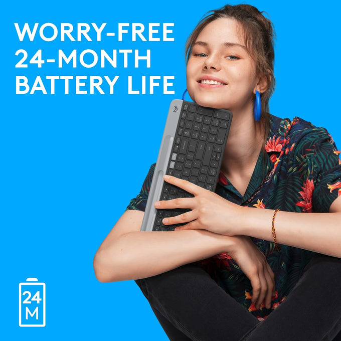 Logitech K585 Slim Wireless Keyboard with Built-in Phone Cradle - Graphite