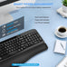 EAYBLLY 2.4G Wireless Ergonomic Keyboard, Full Size Wave Keys with Memory Foam Wrist Rest & 7.28in Phone Holder, USB-C Adapter Included for Windows Mac Chrome OS, Office or Home (Black)