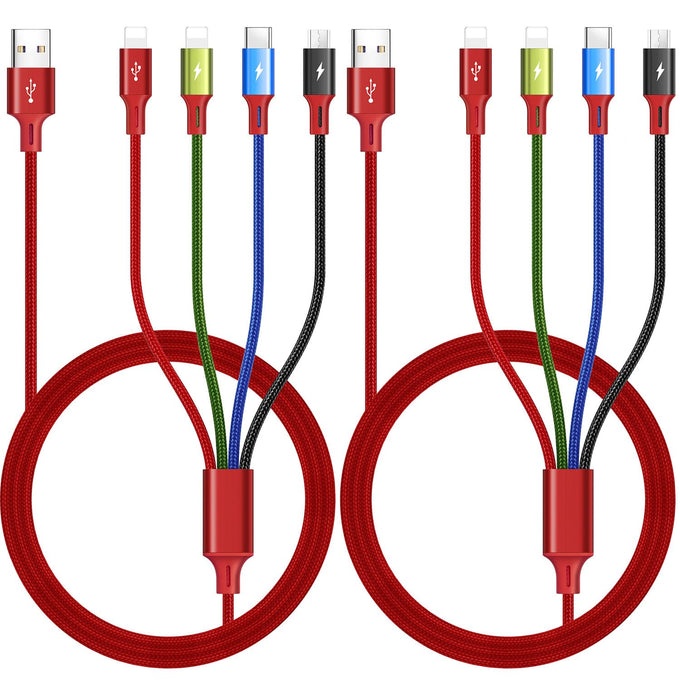 Minlu 6 in 1 Multi Charging Cable, USB A/USB C Charger Cable, 2 Pack 6Ft