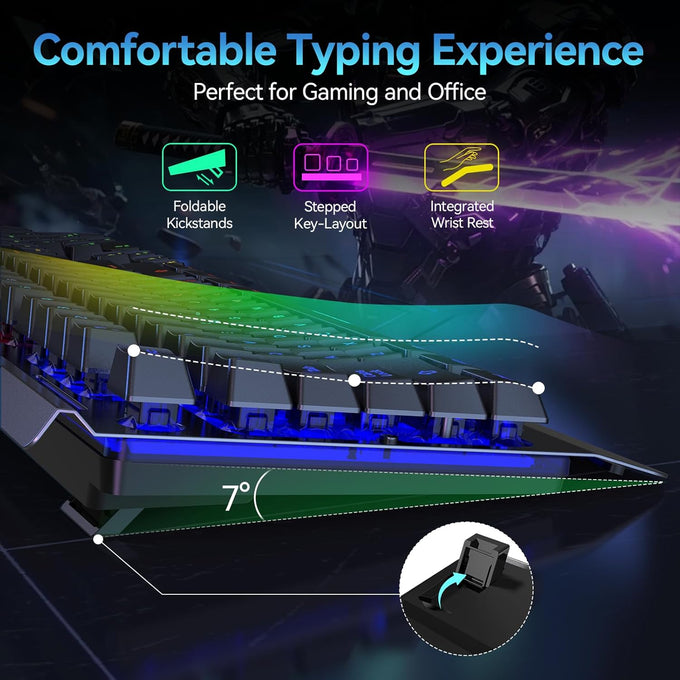 TECKNET Wireless Gaming Keyboard, 4000mAh Rechargeable Keyboard