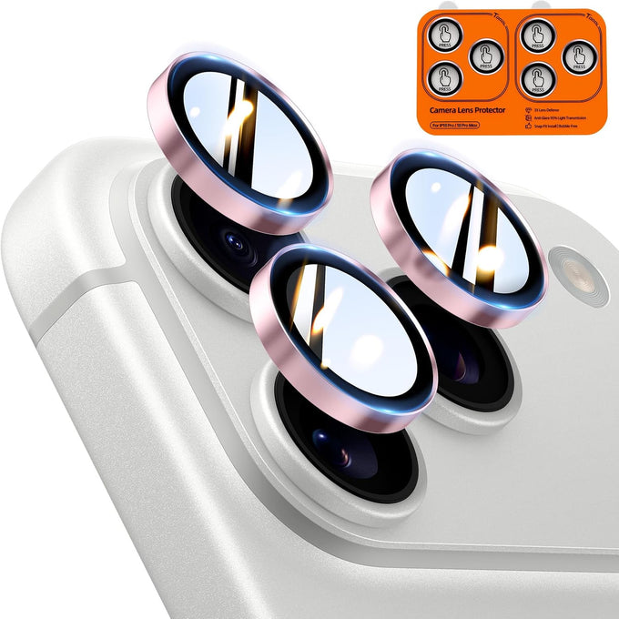TOCOL for 2 Pack iPhone 16 Pro Max Camera Lens Protector/iPhone 16 Pro Camera Lens Protector Tempered Glass HD Individual Scratch Resistant Cover Accessories Case Friendly（Black）