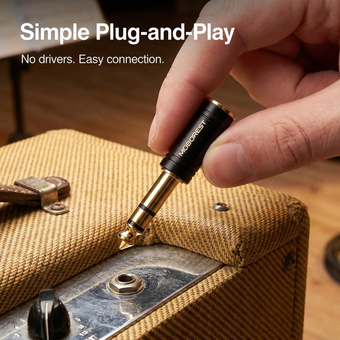 MOBOREST 3.5mm to 1/4 (6.35mm) Stereo Pure Copper Headphone Adapter, 2PCS