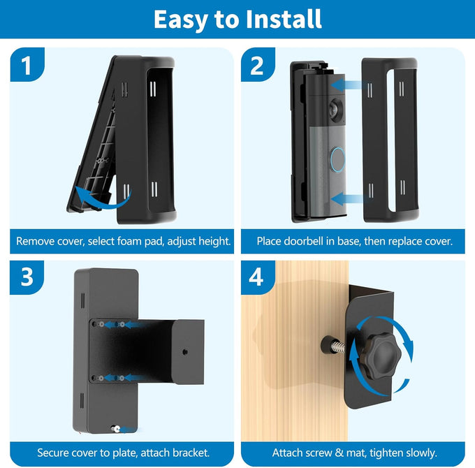 Anti-Theft Ring/Blink Doorbell Mount for 2026 Newest Battery Doorbell/Plus/Pro (2nd Gen), No-Drill Camera Doorbell Kits, Non-Blocking Motion Sensor, Accessories for Apartment & Rental, Black