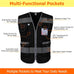 TCCFCCT Security Vest for Security Guard 9 Pockets Safety Vest, Black L
