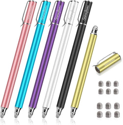 Stylus Pens for Touch Screens(6 Pcs), 2 in 1 Fiber Tips Capacitive Stylus