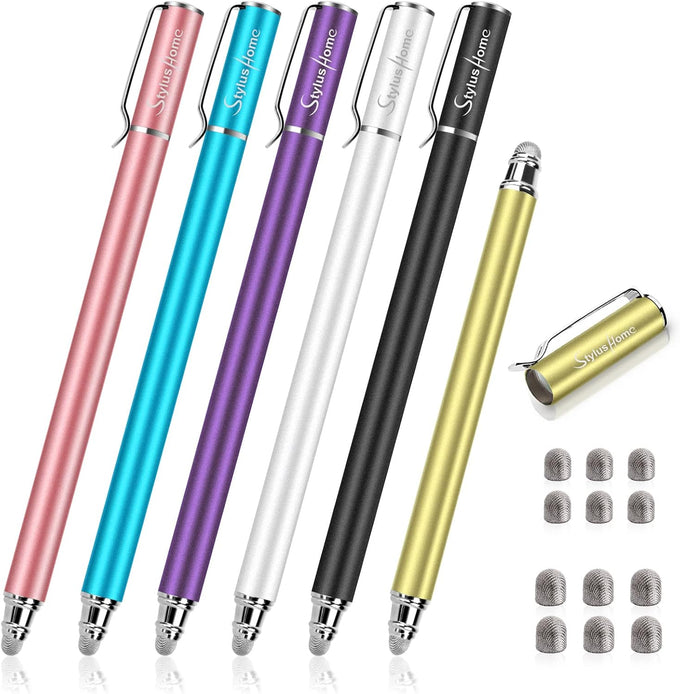 Stylus Pens for Touch Screens(6 Pcs), 2 in 1 Fiber Tips Capacitive Stylus