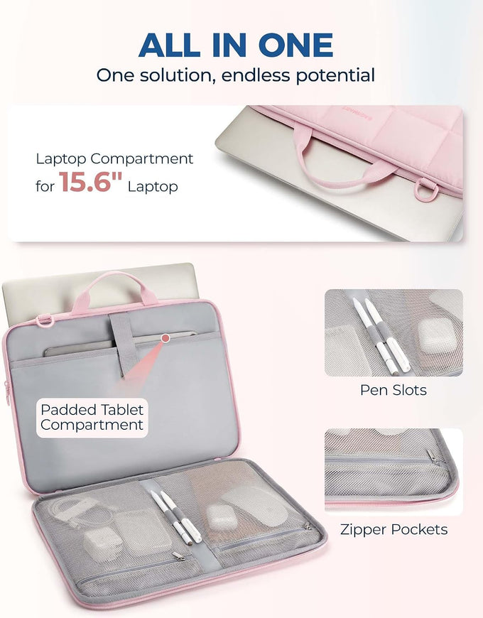 BAGSMART Laptop Case with Handle, Puffy Laptop Sleeve Bag for Women
