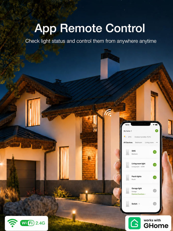 GHome Smart Switches for Lights, Single Pole WiFi, Works with Alexa, 4 Pack