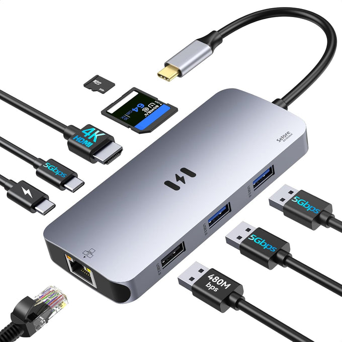 Selore USB C Docking Station Dual Monitor,Laptop Docking Station 3 Monitors
