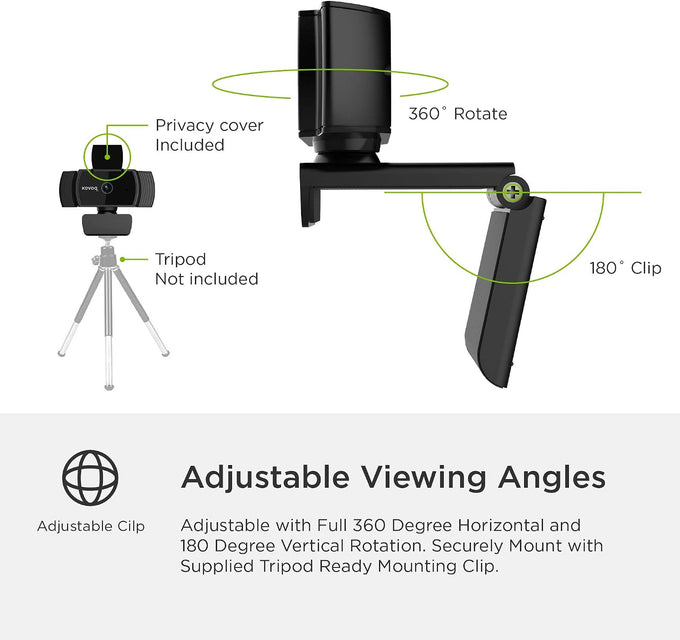 1080P Webcam with Microphone and Privacy Cover, Streaming Webcam Full HD, USB Mac/PC/Desktop/Laptop Web Camera for Remote Working/Learning, Compatible with Zoom/Skype/Facetime/Teams and More