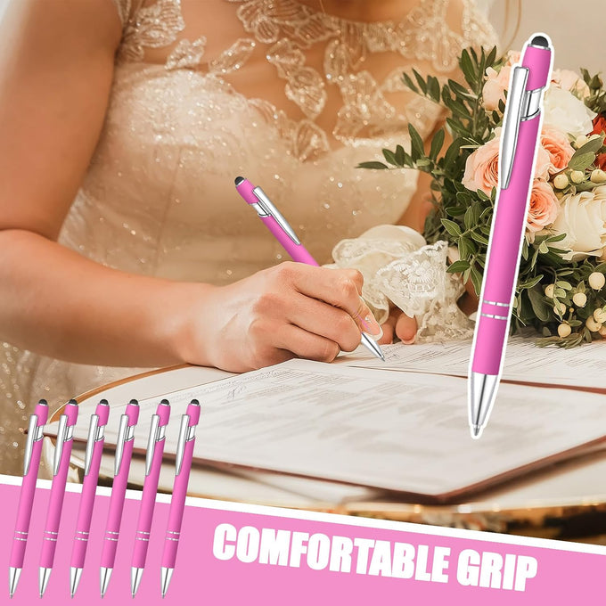 100 Pcs Ballpoint Pen with Stylus 2 in 1 Ballpoint Pen for Touch Screens, 2 in 1 Thank You Pen Gift for Colleagues, Coworker, Office (Rose Pink)