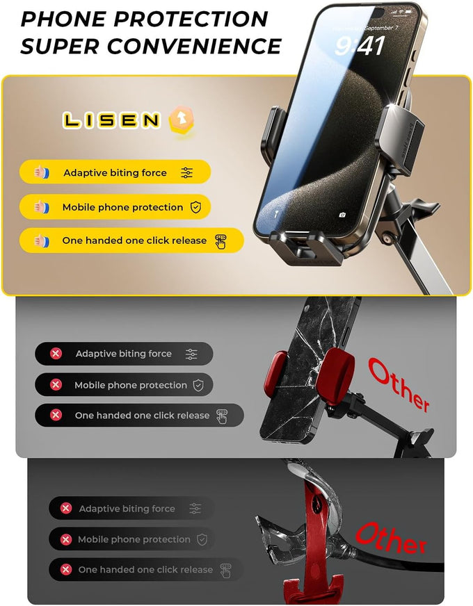 LISEN Cell Phone Holder for Bed Desk, Overhead Phone Mount iPhone Recording