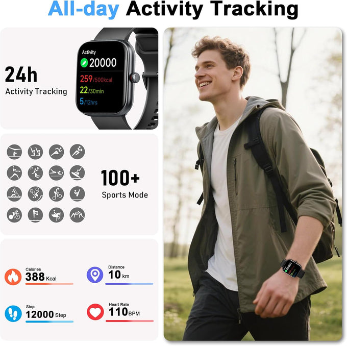 Smart Watch for Women Men, Alexa Built-in, Smartwatch for iPhone & Android Bluetooth Call, 1.91" HD Fitness Tracker with Heart Rate/SpO2/Sleep Monitor, IP68 Waterproof, Fitness Watch 100+ Sports Modes