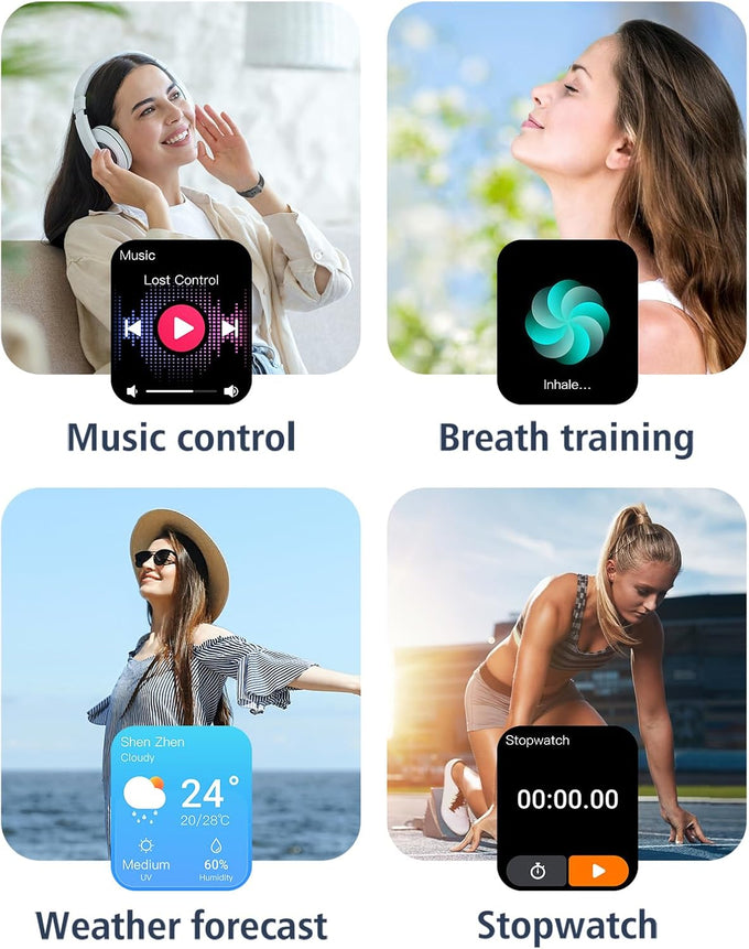 GRV Smart Watch for Men Women, Bluetooth Call, for iPhone Android Black