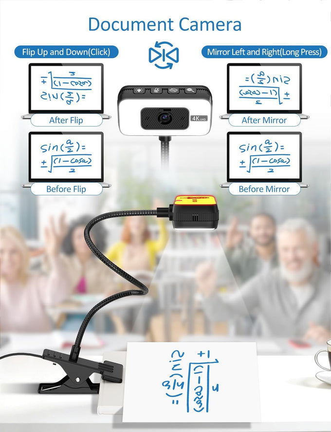 4K Webcam for PC with Light, PDAF Autofocus and Mic for PC Streaming