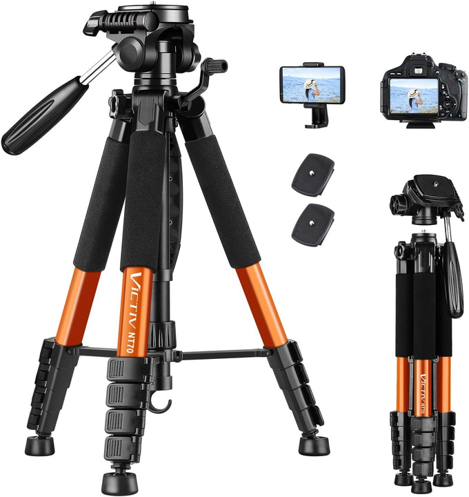 VICTIV 74” Camera Tripod, Tripod for Camera and Phone with Phone Holder