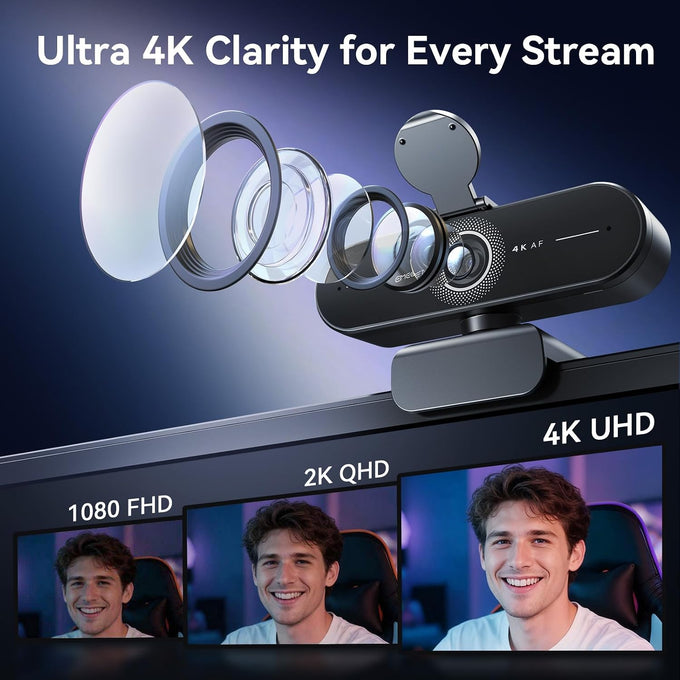 EMEET C60E 4K Webcam for Streaming & Gaming，PDAF Autofocus