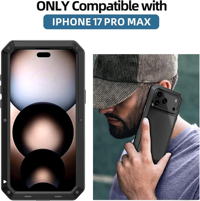 for iPhone 17 Pro Max Case Heavy Duty Metal Shockproof Tough Armour