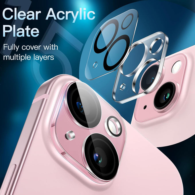 JETech Camera Lens Protector for iPhone 15/15 Plus, 3-Pack