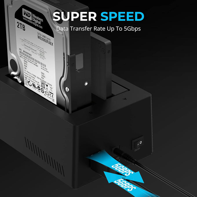 SABRENT USB 3.0 Dual Bay Hard Drive Docking Station & Cloner (EC-HD2B)