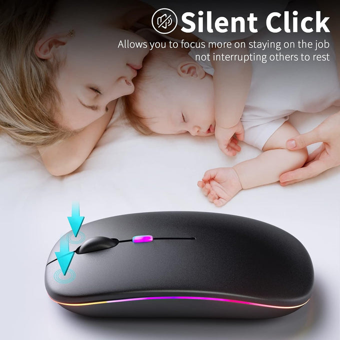 KANMABPC Wireless Bluetooth Mouse, Silent Dual Mode Mouse(Black)