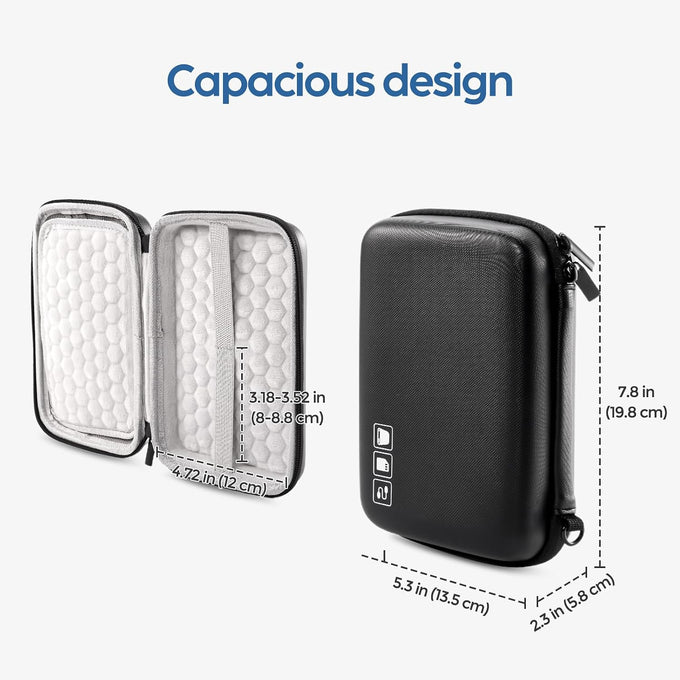 ProCase Hard Drive Case for Canvio Basics Western Digital WD Elements My Passport Seagate Portable Backup Plus Slim 1TB 2TB 3TB 4TB USB 2.5, Portable External Case for 2 Hard Drives -Black