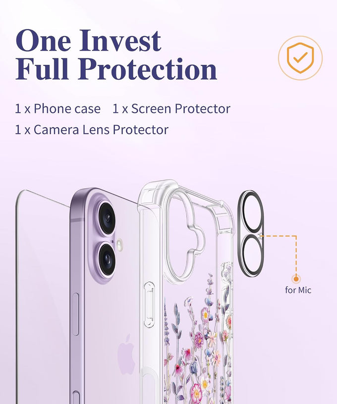 GVIEWIN for iPhone 17 Case Floral Clear Slim Women