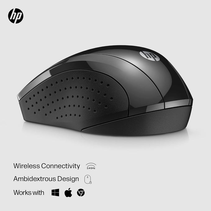 HP X3000 G3 Wireless Mouse - Black, 15-Month Battery, Side Grips for Control, Travel-Friendly, Blue LED, Powerful 1600 DPI Optical Sensor, Compatible with Wins PC/Laptop, Mac, Chromebook (683N7AA)