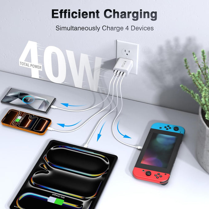 [2-Pack] 40W USB C Charger Cube Fast Charging Block Multiport Wall Plug