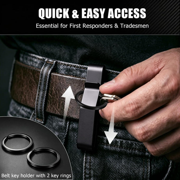 Duty Belt Key Holder, 2 Pack Belt Key Clip, Stainless Steel Stealth Belt Loop Key Ring Holder with 4 Keyrings UIInosoo for Handcuff Fits Max 2.25 Inch Belt