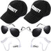 6 Pcs Secret Service Security Guard Hat Sunglasses Costumes Cosplay Set