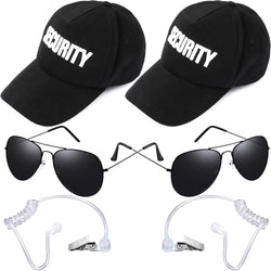 6 Pcs Secret Service Security Guard Hat Sunglasses Costumes Cosplay Set
