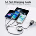 Multi USB Charger Cable 4A, Retractable Charging Cord for Multiple Devices
