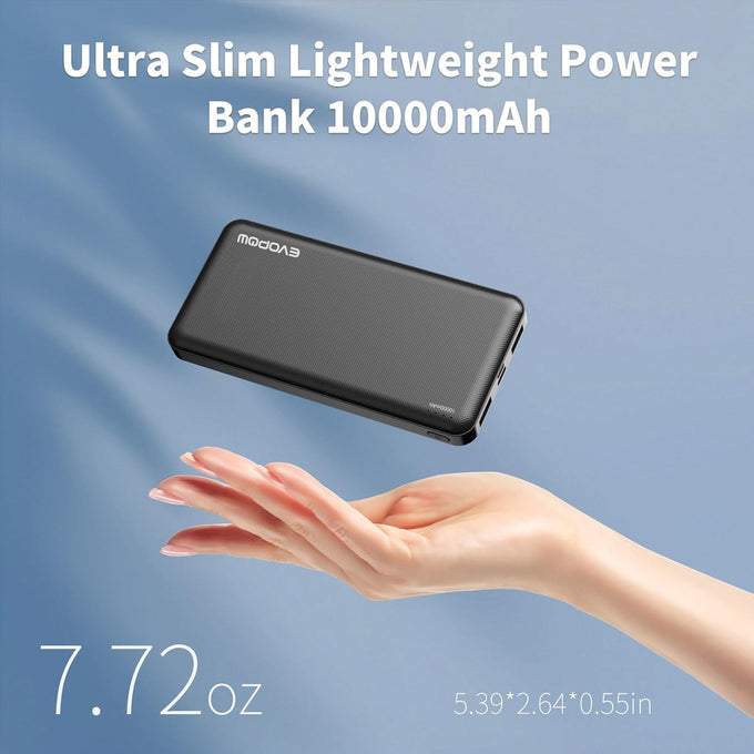 2 Pack Portable Charger, 10000mAh Power Bank, Travel Battery Pack