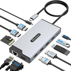 Docking Station USB C Hub Multiport Adapter Triple Display