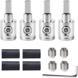 4PCS Heavy-Duty Car Stereo Audio Wire Reducer - 0 Gauge to 4 Gauge for Amp Input, AWG Pin Power & Ground Connection