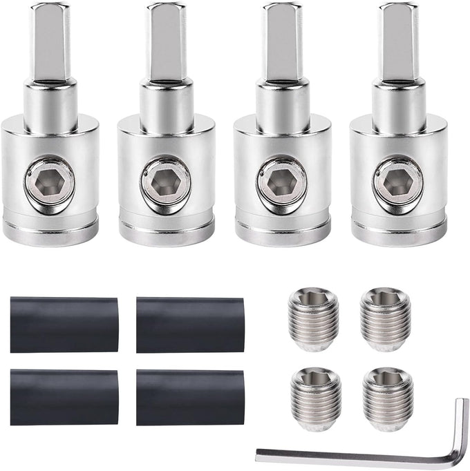 4PCS Heavy-Duty Car Stereo Audio Wire Reducer - 0 Gauge to 4 Gauge for Amp Input, AWG Pin Power & Ground Connection
