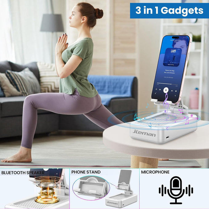 JTEMAN Cell Phone Stand with Bluetooth Speaker,Gifts for Men Tech Gadgets