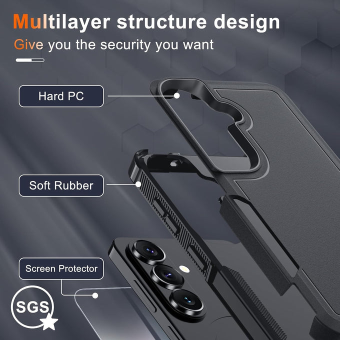 for Samsung Galaxy S26 Case,Military Grade Phone Cover, Black Matte