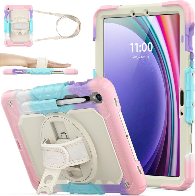 SEYMAC stock Case for Samsung Galaxy Tab S10 Lite / S10 FE / S9 FE 5G / S9 Tablet Case 10.9''/ 11'' Protective with Screen Protector, Pen Holder, 360 Rotate Stand, Hand Strap, Shoulder Strap, Black1