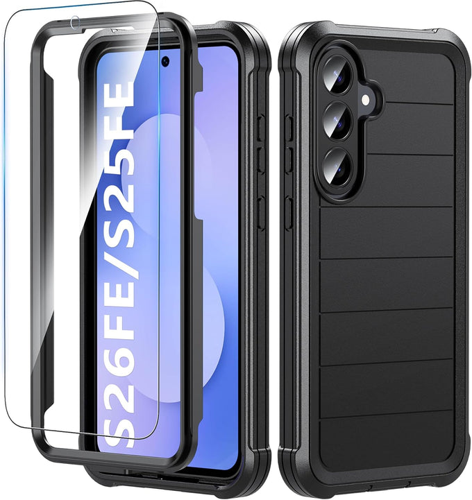 Hensinple for Samsung Galaxy A17 5G Phone Case with Screen Protector, Heavy Duty Military Shockproof Full Body Durable TPU Protective Cover Case for Samsung A17 5G (Black)