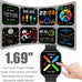 Smart Watch for Men Women Compatible with iPhone Samsung Android Phone 1.69 inch Full Touch Screen IP68 Waterproof Bluetooh Fitness Tracker Heart Rate/Sleep Monitor (Black)